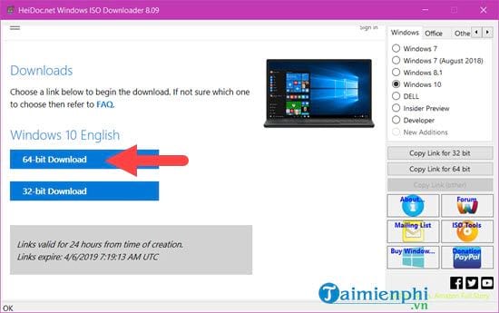 link tai file iso windows 10 32bit va 64bit khong can dung media creation tool 7